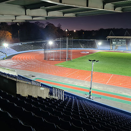 Quad Pod Mobile Lighting Towers Light Up the Track at Crystal Palace