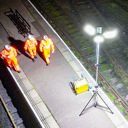 Ritelite partners Speedy Hire at Local Railway venue to demonstrate our sustainable rail lighting and power solutions